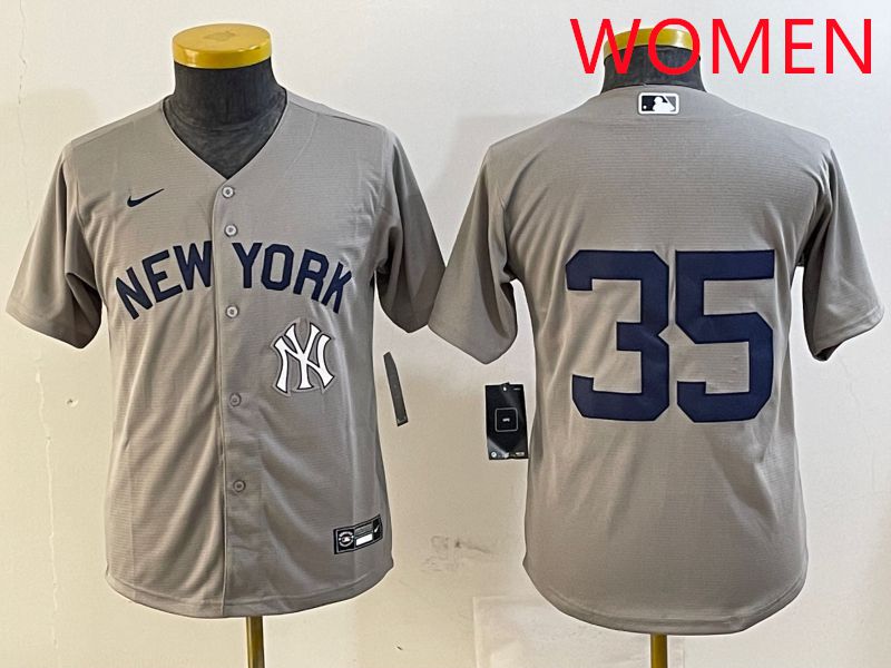 Women New York Yankees #35 No Name Grey Game 2025 Nike MLB Jersey style 1->women mlb jersey->Women Jersey
